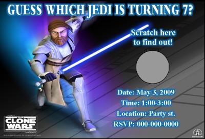 Star Wars Birthday Party Invitation Scratch Off