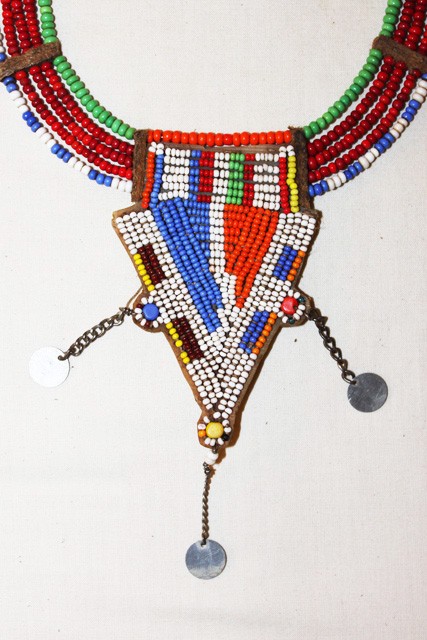 AFRICAN MAASAI MASAI BEADED ETHNIC TRIBAL COLLAR NECKLACE JEWELRY