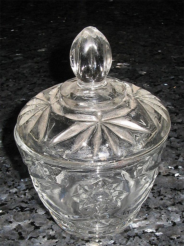 *VINTAGE* Depression Glass Lidded Lolly Jar / STAR OF DAVID PATTERN /Very Good C eBay