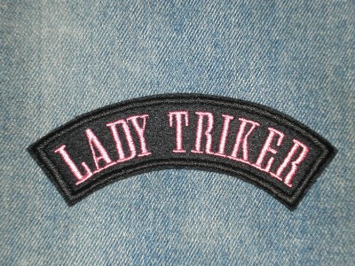 BIKER LADY TRIKER SEW ON EMBROIDERED SHOULDER PATCH