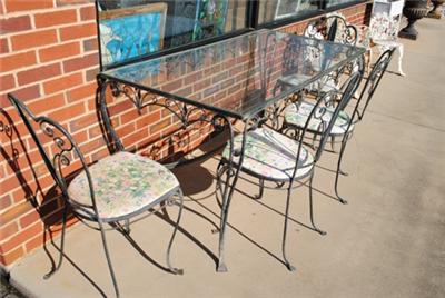 Wrought Iron Patio  on Antique Wrought Iron Outdoor Patio Dining Table   Chair Set  1950 S