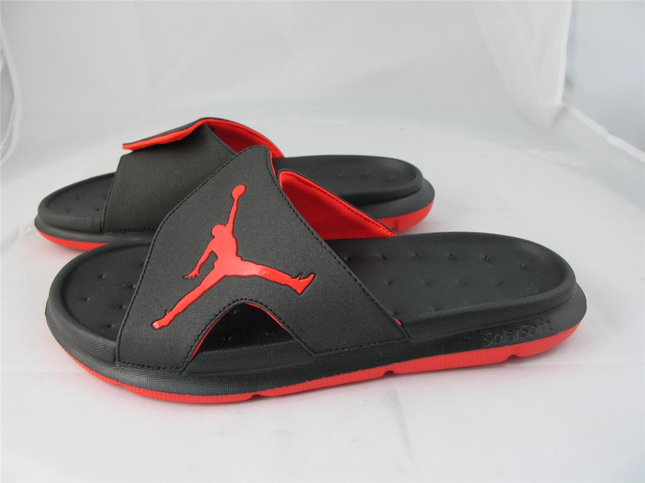 NEW MEN'S NIKE JORDAN RCVR SLIDE SELECT 558888019 BLACK/BRIGHT CRIMSON