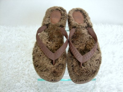 ... Light Brown Tan Flip Flops with Fur Lining Kids Size 5 | eBay