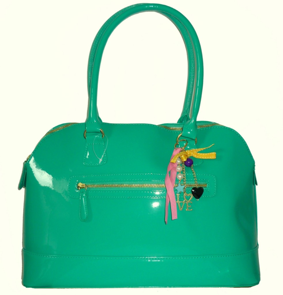 patent Primark boutique maisy charm handbag jade green hot pink eBay