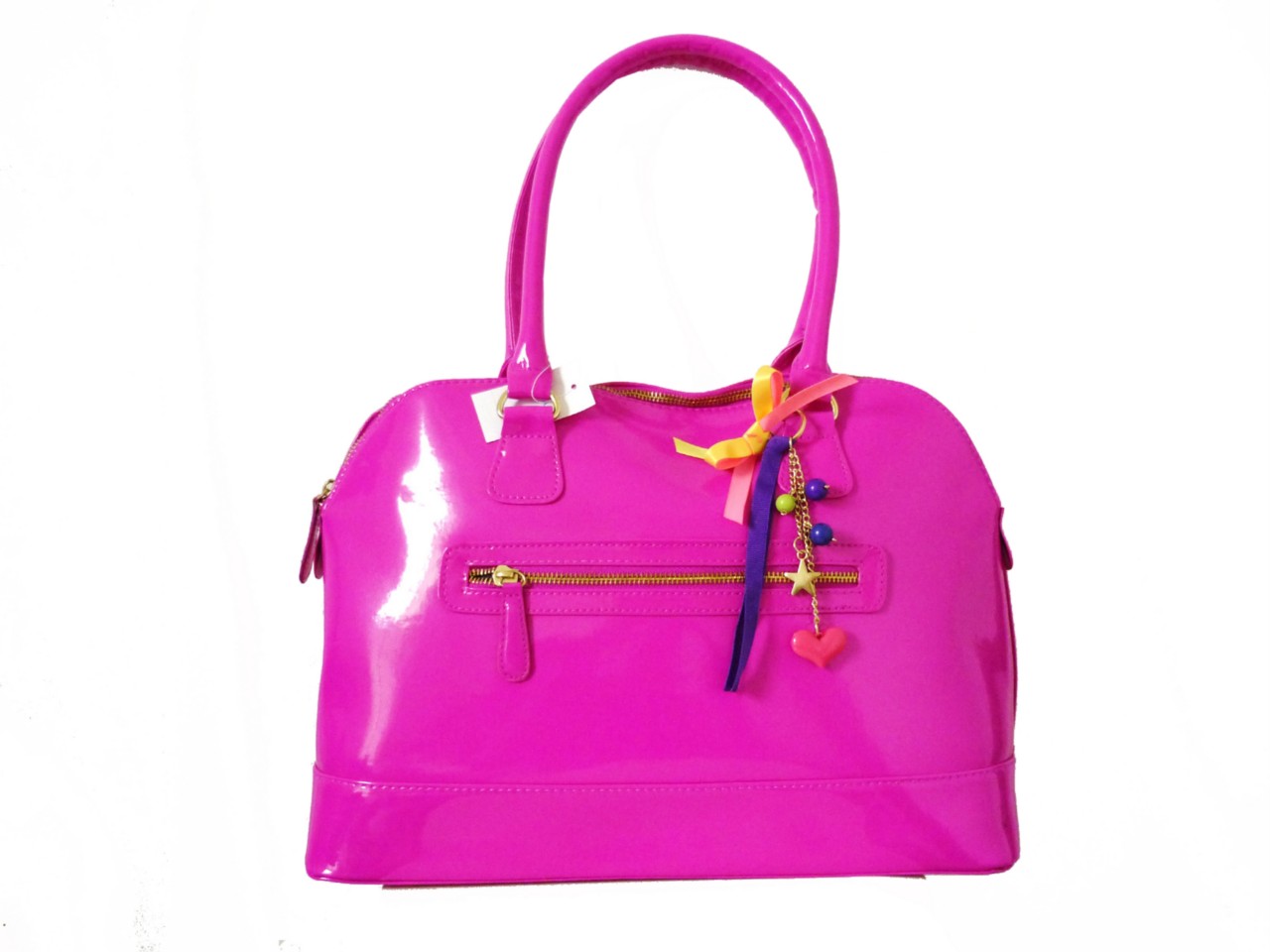 patent Primark boutique maisy charm handbag jade green hot pink eBay