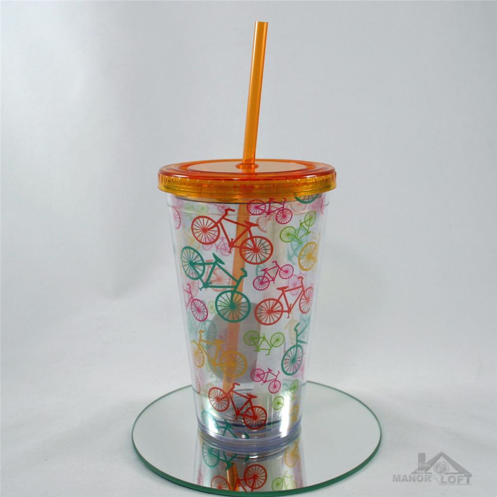 Double Wall Insulated BPAFree Plastic Tumbler w/ Straw & Twist Off Lid