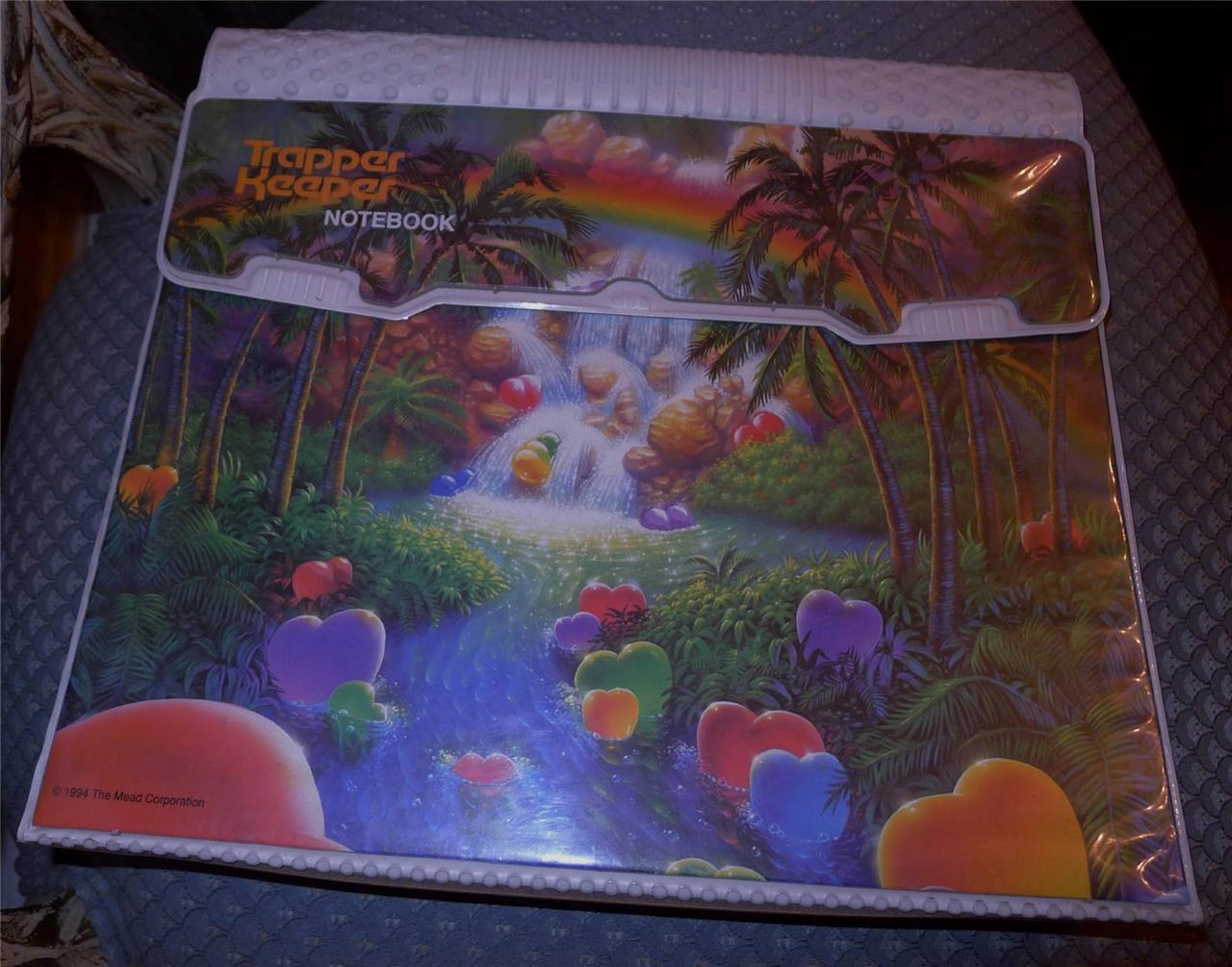 VTG 1994TRAPPER KEEPERFloating Hearts, Rainbows, Palm Trees3 Ring