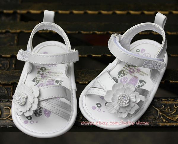 Baby Girl White Daisy Sandals Dress Crib Walking Shoes Size 3 6 6 9 9 ...