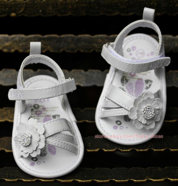 Baby Girl White Daisy Sandals Dress Crib Walking Shoes Size 36 69 9