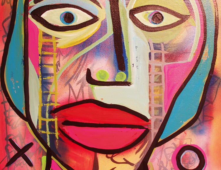Original Abstract Face Art Painting By Raeart Defaced