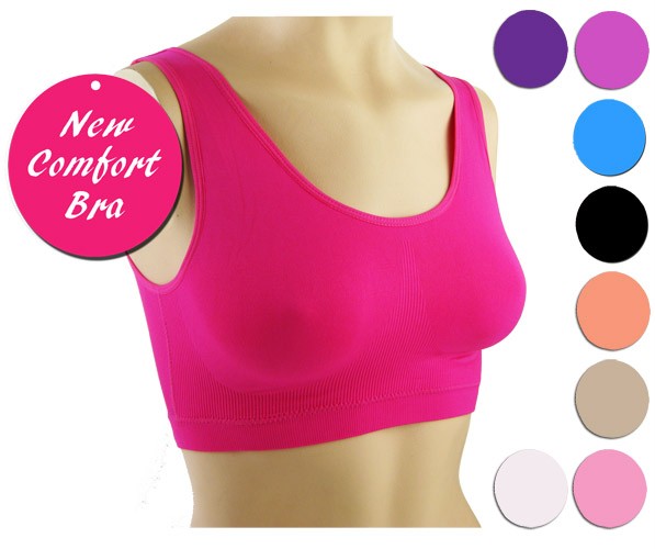 Ladies Pull On Over Support And Comfort Seamless Bra Gorgeous Colours 