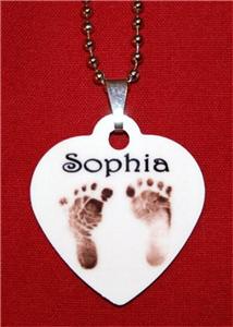 Personalized Baby  Pictures on Personalized Baby Name   Footprint Photo Charm Necklace   Ebay