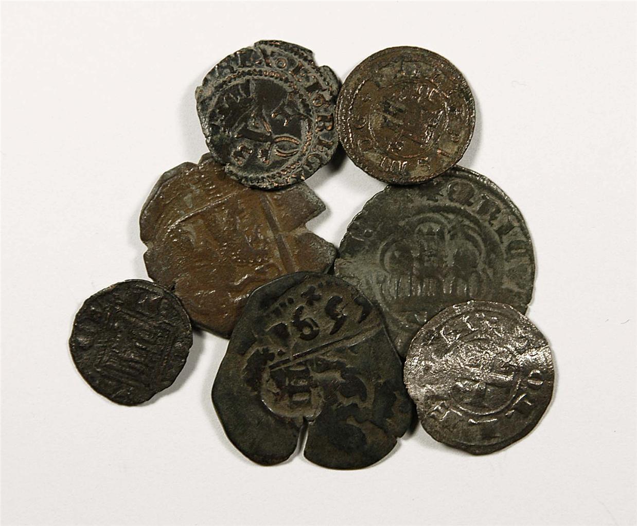 7 ANCIENT SPANISH COINS Clean Collection Set Rare Coins from 1100s