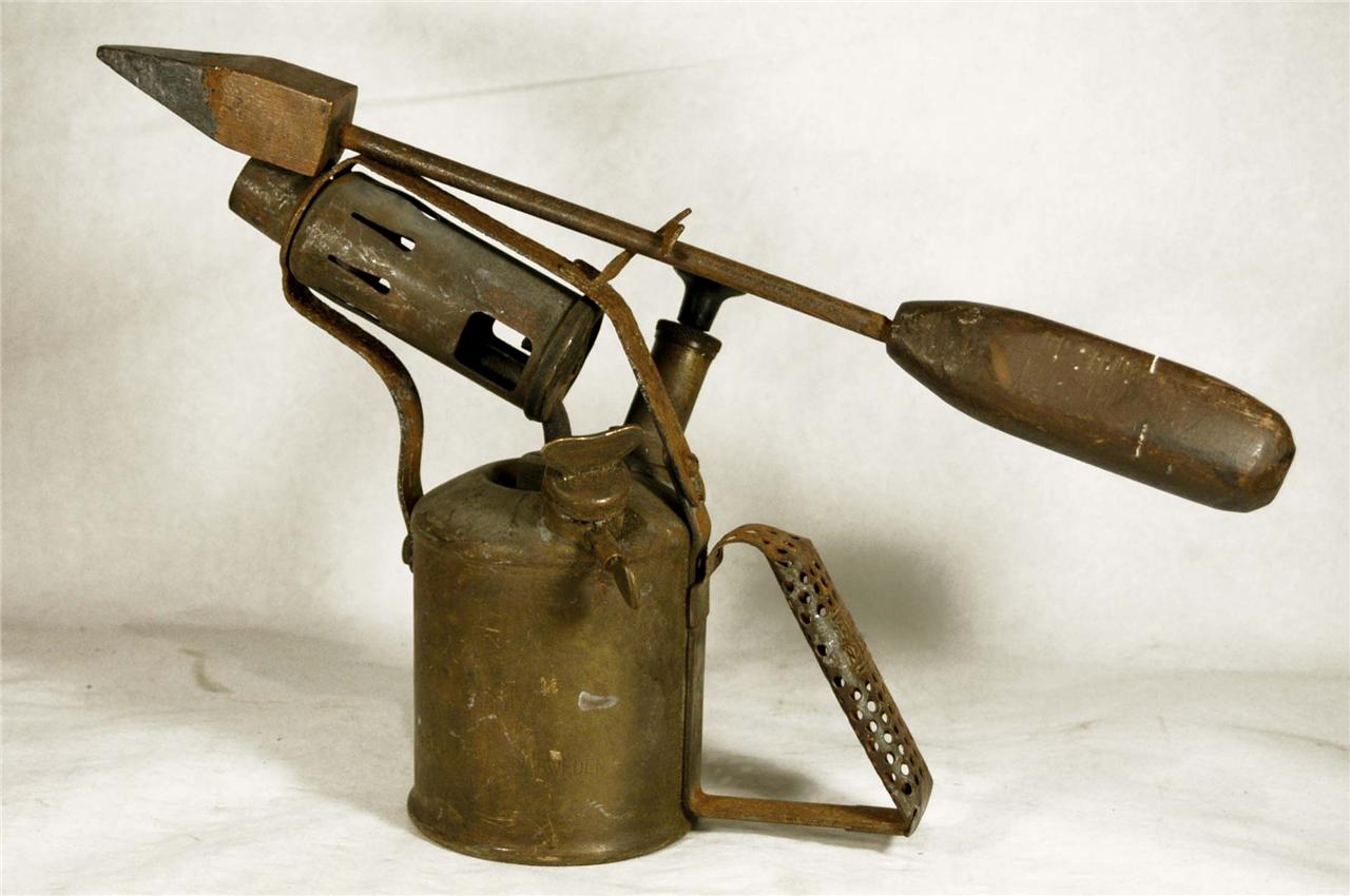 RUSTIC Vintage PRIMUS Sweden Brass Blow Torch and Old Solder IronFor