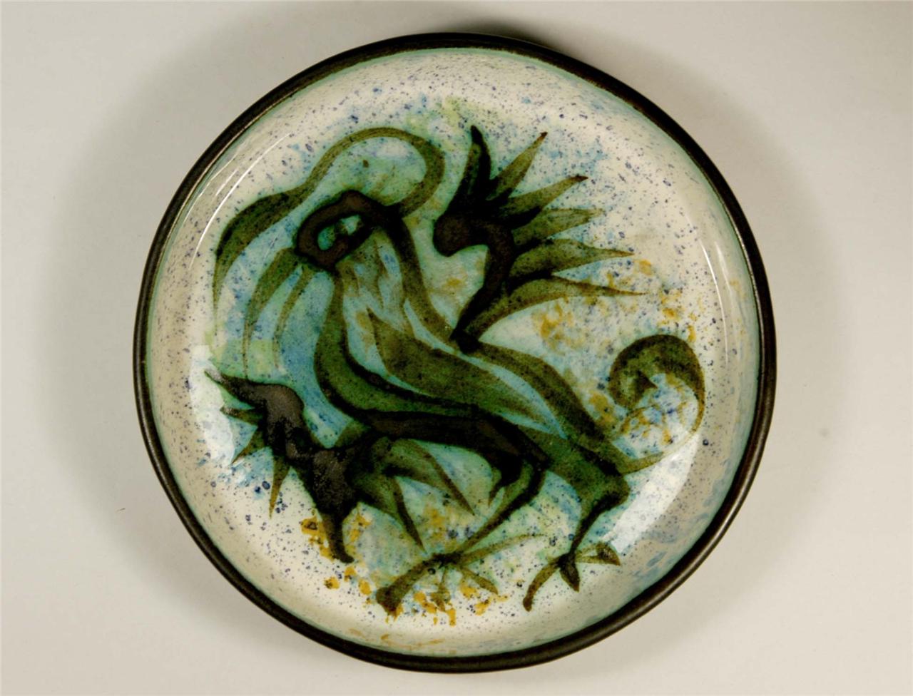 Retro Vintage CELTIC POTTERY DISH Newlyn Cornwall c 1960's"Cockerel