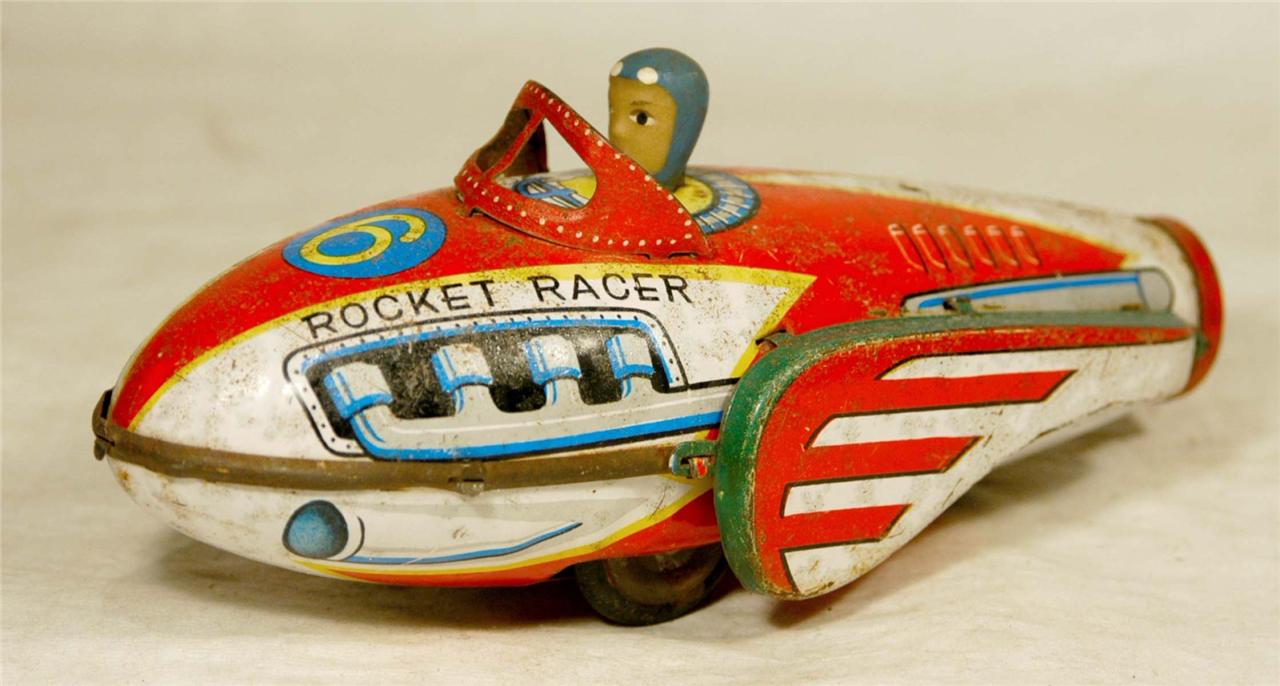 Vintage TIN ROCKET RACER FRICTION TOY SpaceShip Made In China eBay