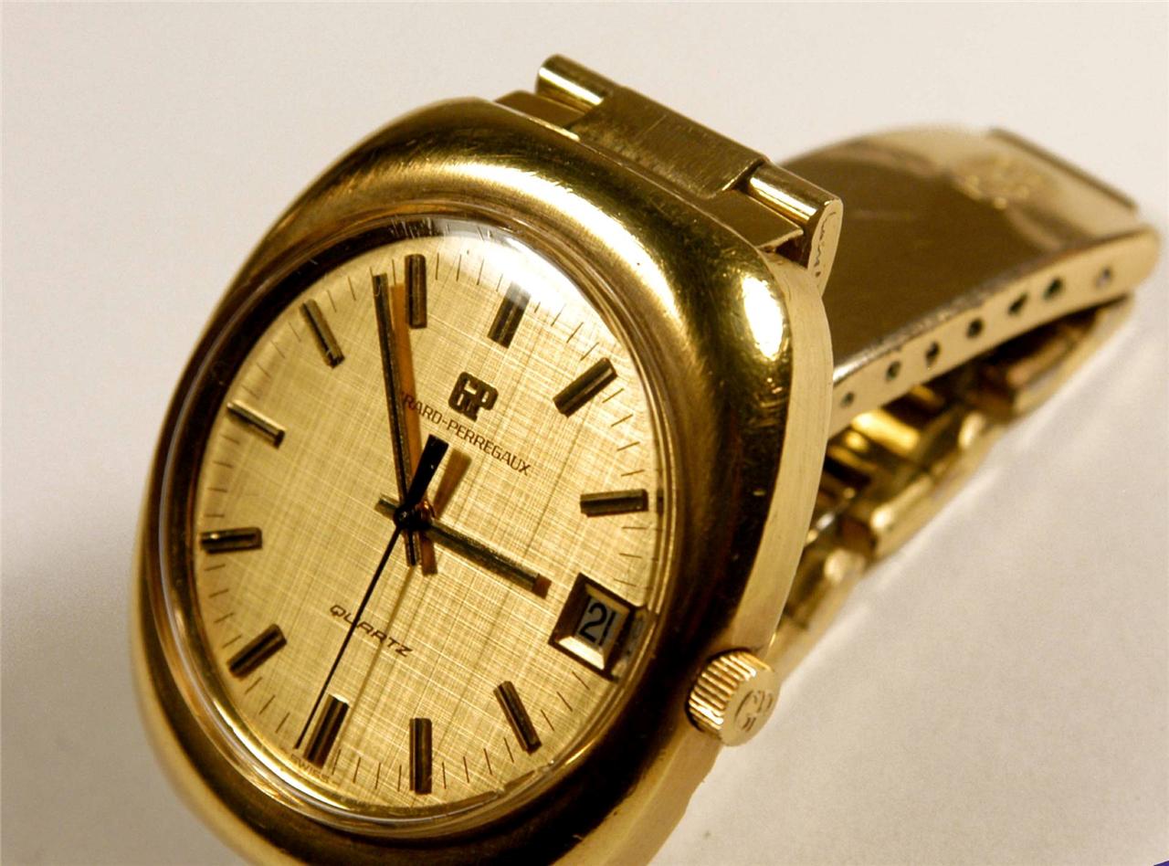 Vintage GIRARD PERREGAUX QUARTZ WATCH Gold Plated, Original GP Band