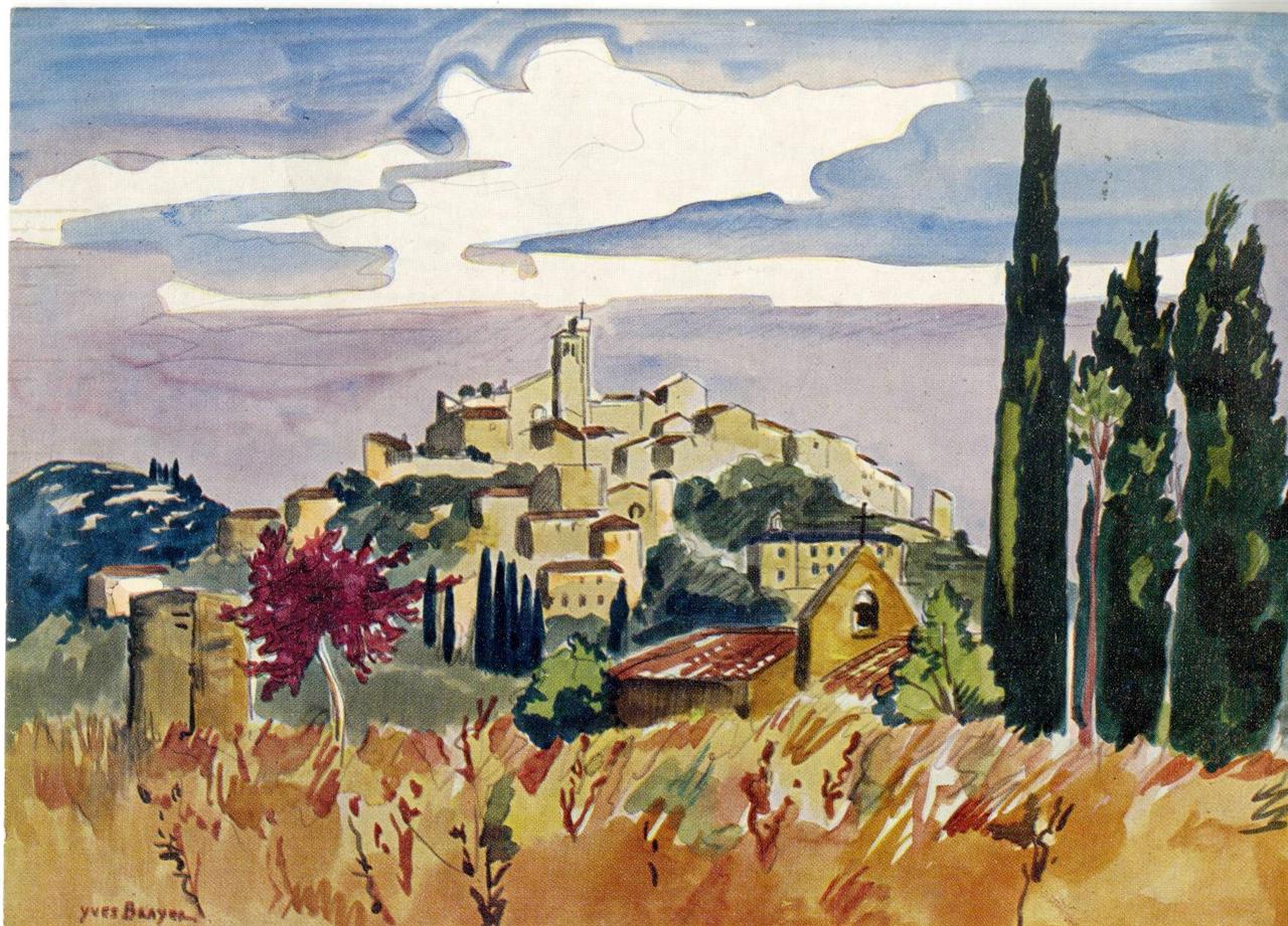 Hand Signed Dedicated Postcard of Painting by French Artist Yves Brayer