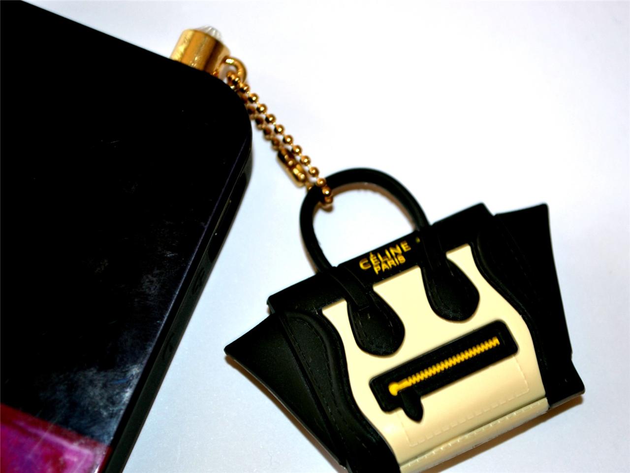 Celine Bag Black Cream Dust Jack Plug Earphone iPhone 4 4S 5 ...