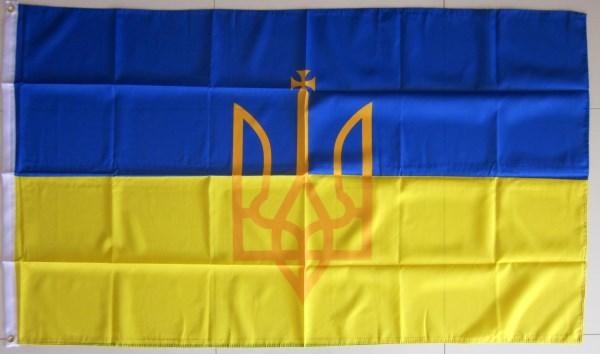 Large Ukraine Trident Flag Ukranian Coat Of Arms Tryzub Flag 