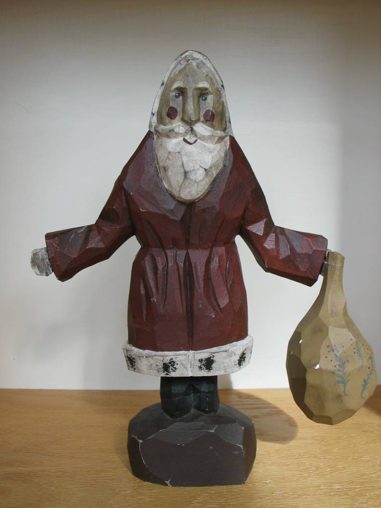 KOOSED L. Larry 1985 Santa Folk Art Wood Carving Signed Carved Primitive
