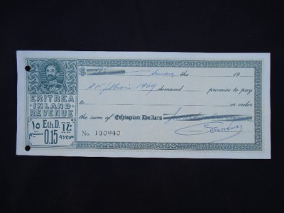 this is  original ethiopian cheque from the emperor haile