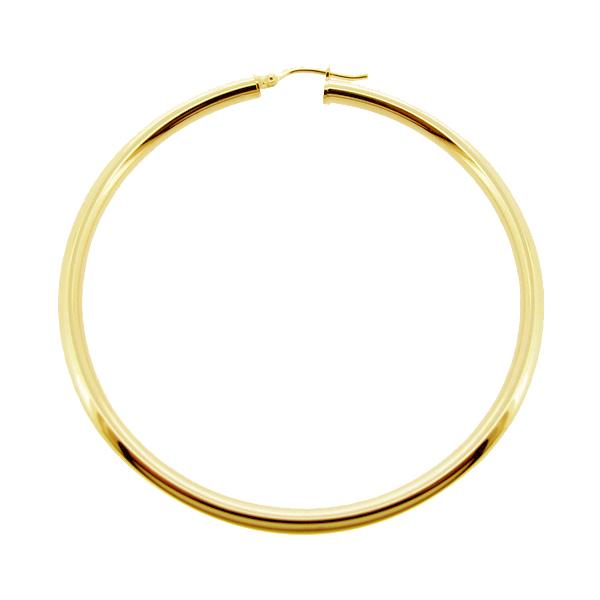 9ct Gold Plated Small To Large Polished 3mm Hoop Sleeper Earrings Pierced Ears