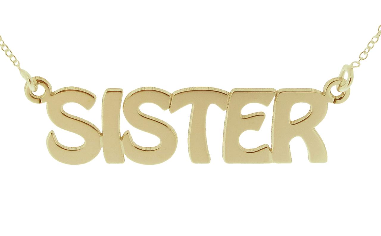 9CT GOLD PLATED SISTER NAME NECKLACE PENDANT WITH CHAIN BIRTHDAY XMAS