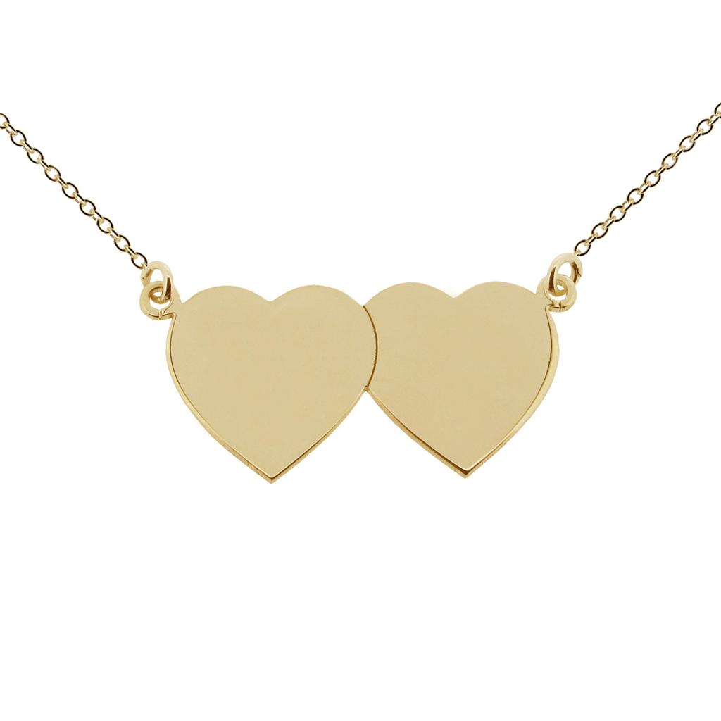 375 9ct Solid Gold Ladies Double Heart Pendant Chain Necklace Options