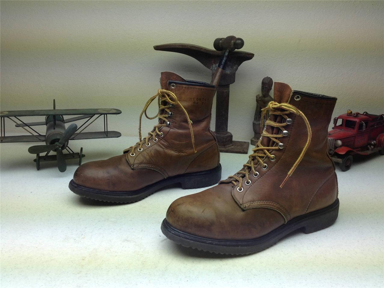 DISTRESSED 0492 USA STEEL TOE RED WING BROWN LEATHER ENGINEER WORK