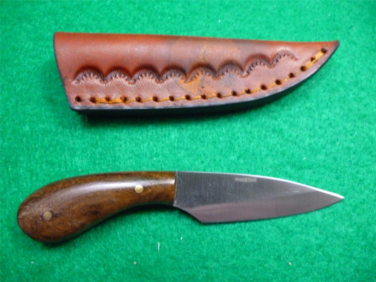 New! 4.25" Patch Knife w/ Real Leather Sheath Black Powder FCF Ranger