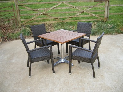 Wicker Furniture Clearance on Teak Rattan Aluminium Bistro Patio Set   4 Chairs Table   Ebay