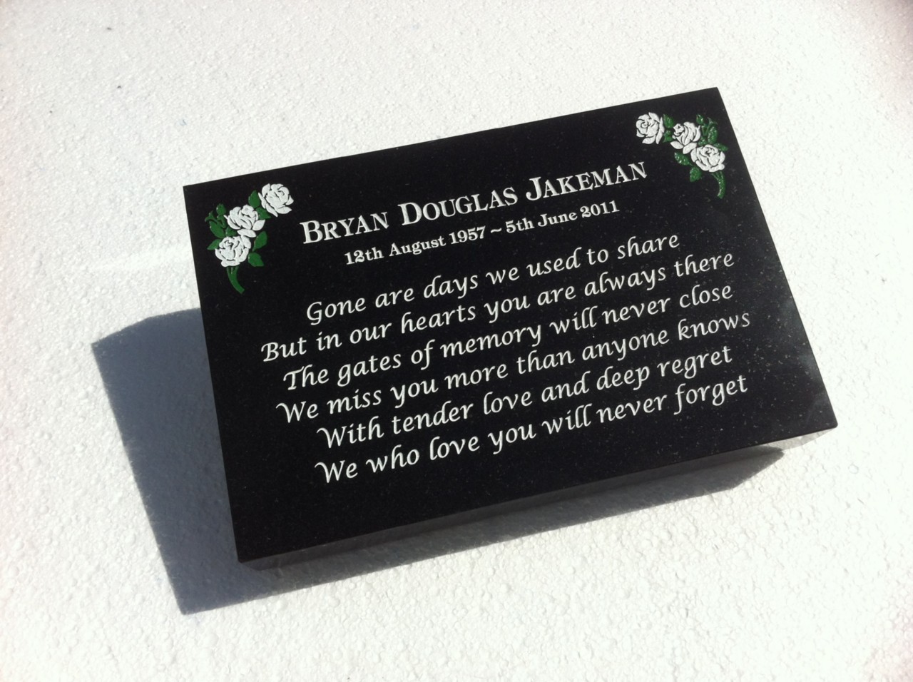 Black Granite Memorial Tablet Deeply Engraved to your requirements 16