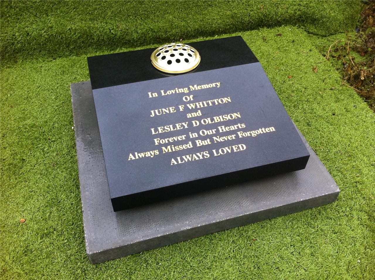 Black Granite Sloping Desk memorial Stone, Headstone, Cremation Stone