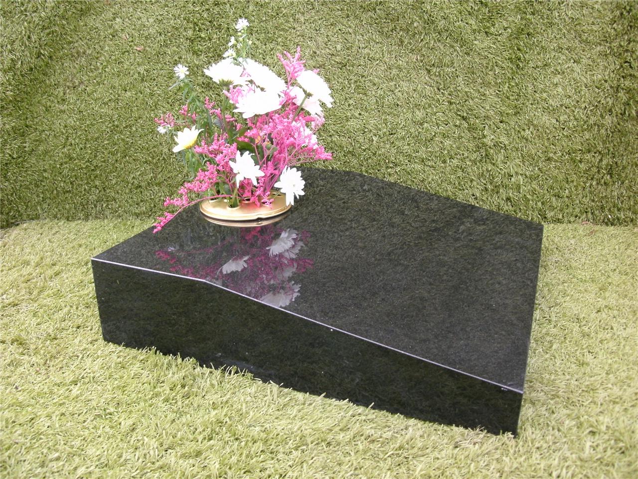 Black Granite Sloping Desk memorial Stone, Headstone, Cremation Stone