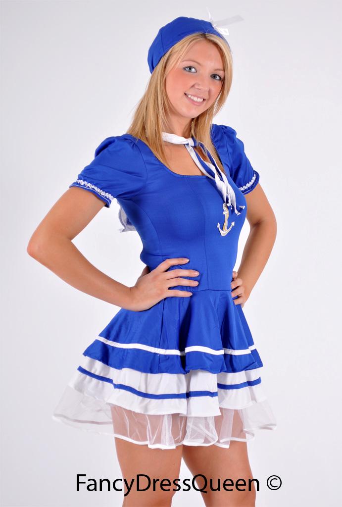Womens Navy Sailor Fancy Dress Costume Girl Outfit