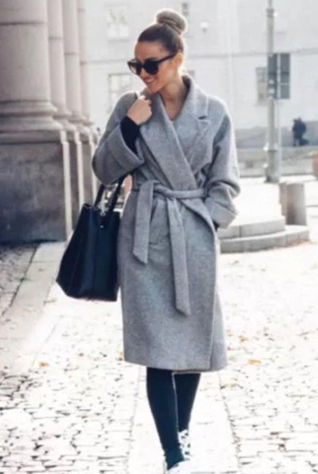 Zara Grey Wool Blend Wrap Shawl Belted Oversized Long Oversized Coat