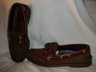 Sperry Deck Shoe on Sperry Top Sider Brown Nubuck Suede Smooth Leather Boat Deck Shoes