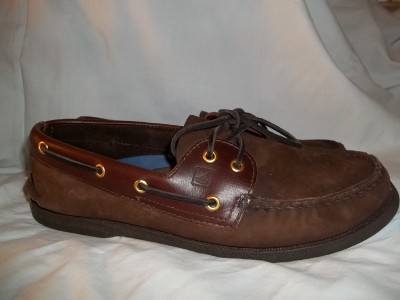 Sperry Deck Shoe on Sperry Top Sider Brown Nubuck Suede   Smooth Leather Boat Deck Shoes