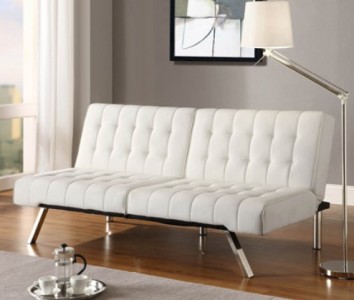 NEW White Faux Leather Sofa Bed Futon in Vanilla Convertible Couch ... NEW White Faux Leather Sofa Bed Futon in Vanilla Convertible Couch ...