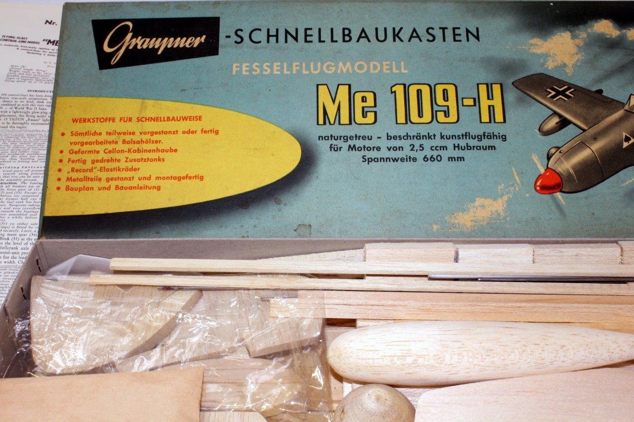Vintage 1950 German Graupner ME 109H UControl Model Airplane Kit eBay