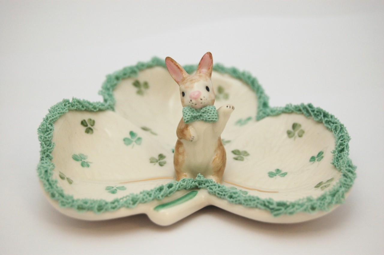 Irish Dresden Porcelain Shamrock Bunny Tray *BRAND NEW* eBay