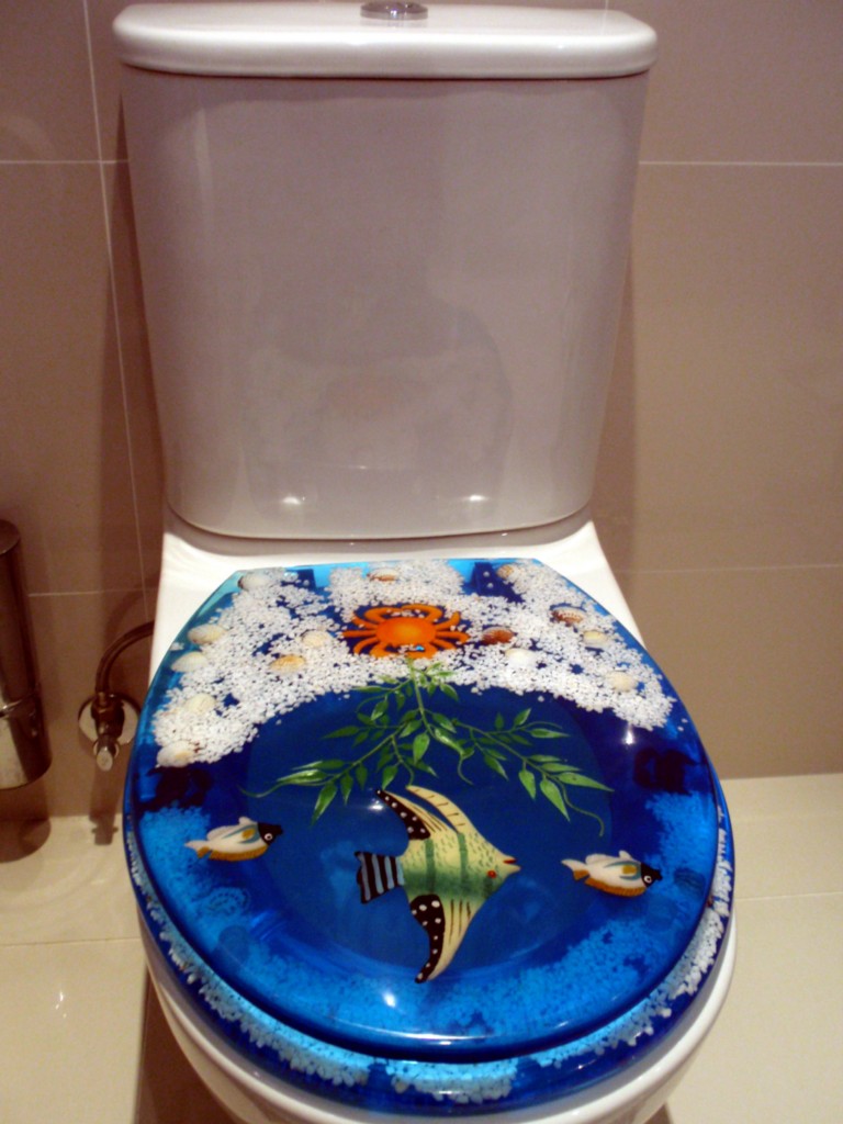 New Toilet Seat Clear Blue Resin Shell Fish Design! eBay