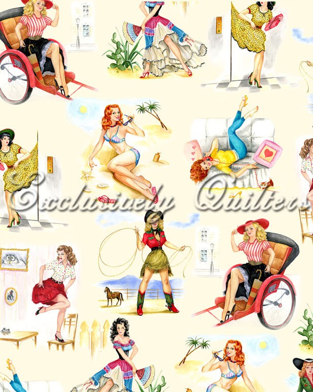 ALEXANDER HENRY PIN UP GIRLS RETRO FABRIC - Picture 1 of 1
