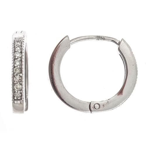 Details about 0.15ct Diamond Huggie Hoop Earrings 14k White Gold
