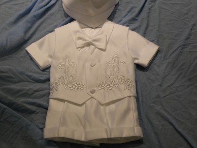 Baby Boys Christening Gowns on Baby Boy White Tuxedo Suit Christening Baptism Dress Outfit Xs S M L