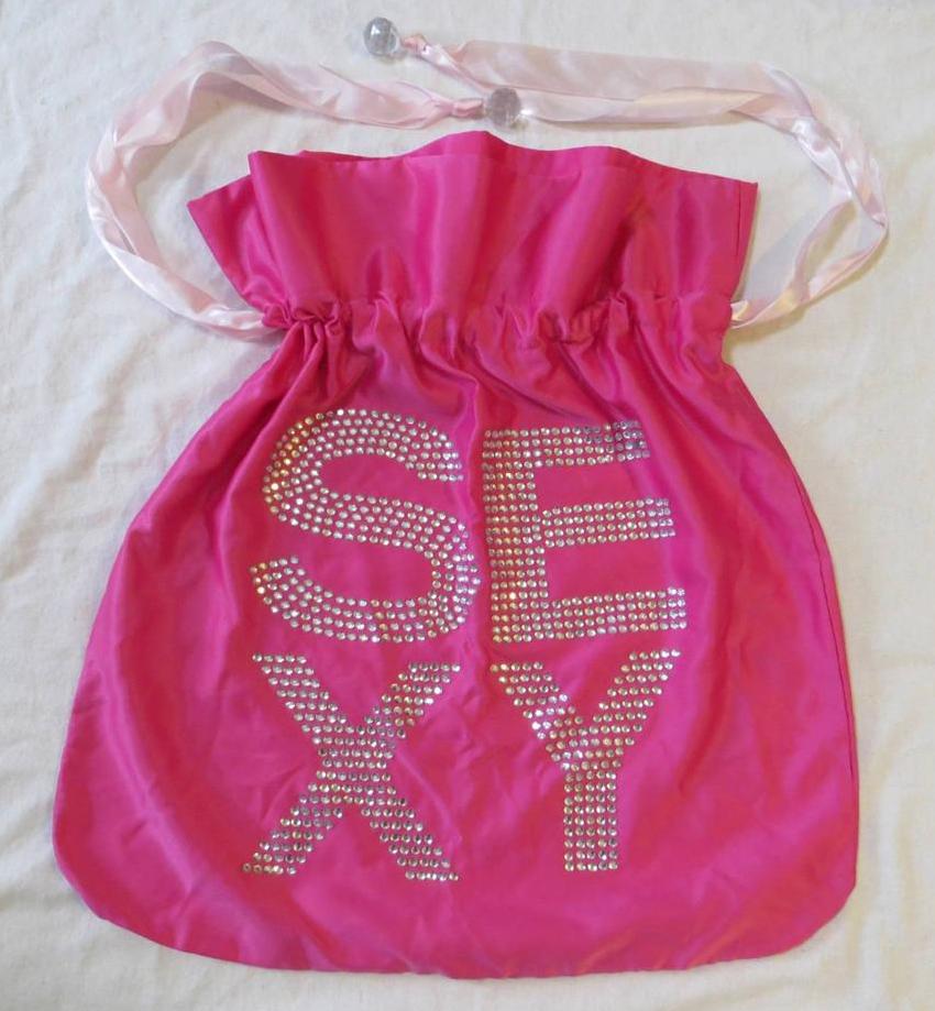 VICTORIA'S SECRET SEXY jeweled pink satin drawstring large santa gift