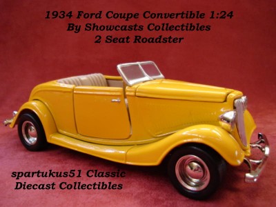 1934 FORD COUPE CONVERTIBLE DIECAST CAR 1:24 NEW