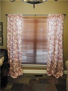 Waverly 47 X 88 Lined Garden Toile Curtain Panel Pair Red