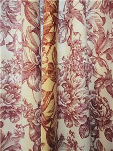 Waverly 47 X 88 Lined Garden Toile Curtain Panel Pair Red